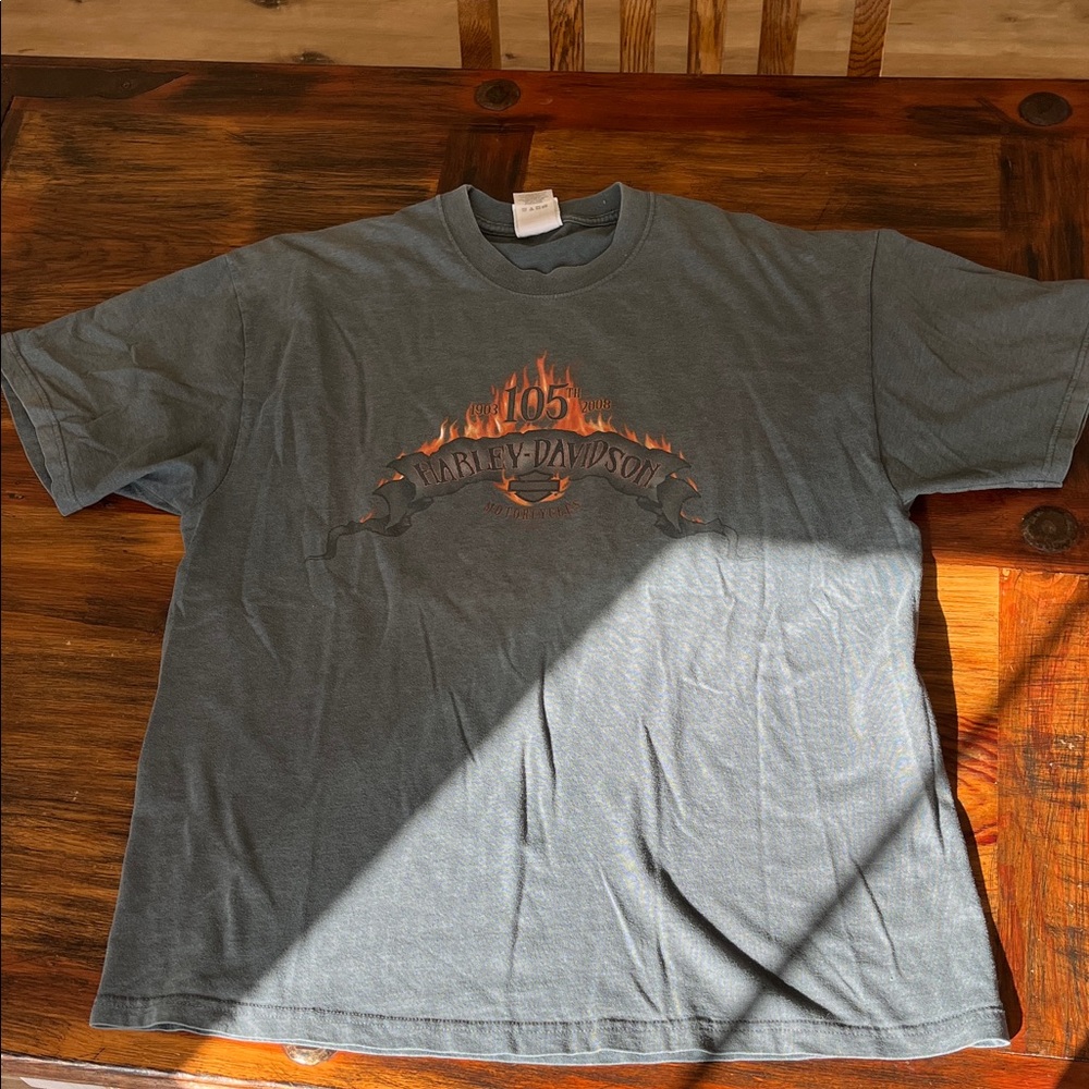 Harley-Davidson Charcoal Tee with Orange Flame Logo
